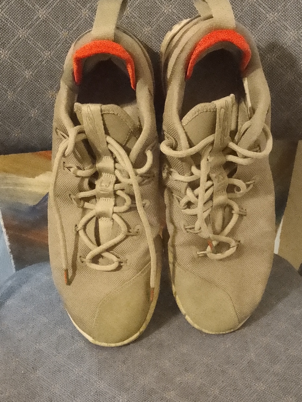 Nike Men's Athletic Sneakers in Tan with Orange Accent